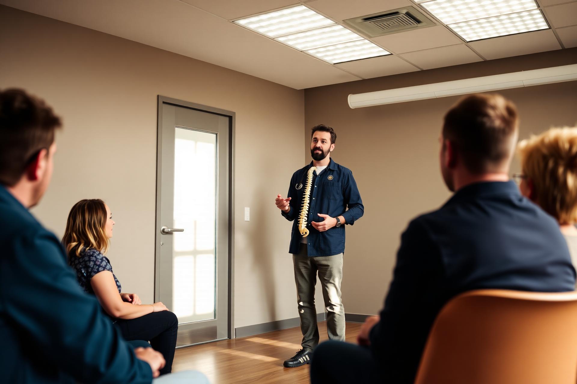 Chiropractor leading a patient-education workshop